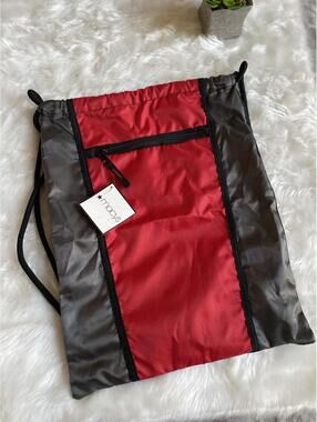 Macy's Red and Gray Drawstring Backpack